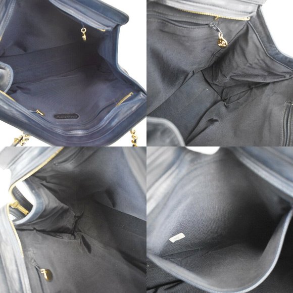 CHANEL CC Chain Shoulder Bag Leather Navy Blue Ita - Picture 10 of 10